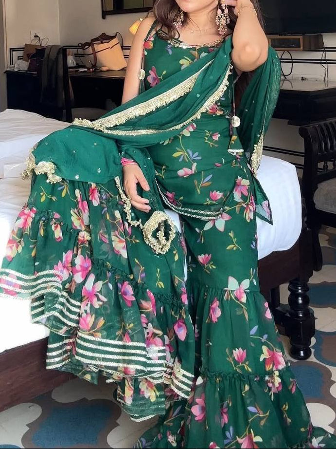 Festival Special Crafted in Classy Tones with Premium Fabric & Detailing Top Sharara And Sharara