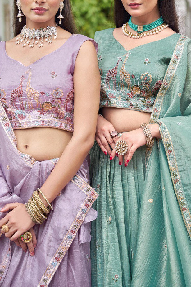 Wedding Wear Premium Gold Crush Beautiful Thread Embroidery with Sequin Highlights Lehenga