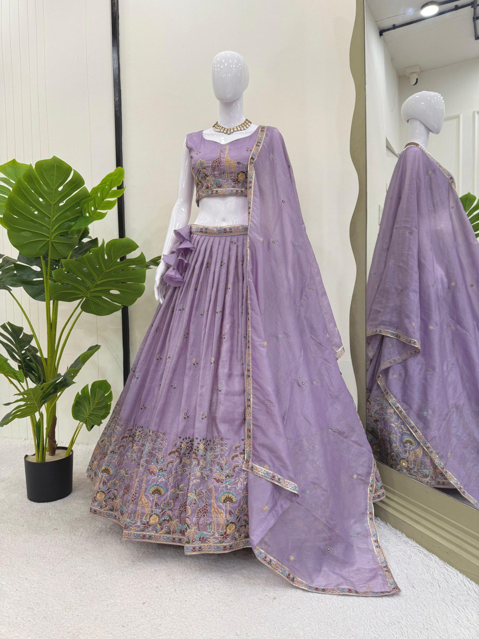 Wedding Wear Premium Gold Crush Beautiful Thread Embroidery with Sequin Highlights Lehenga