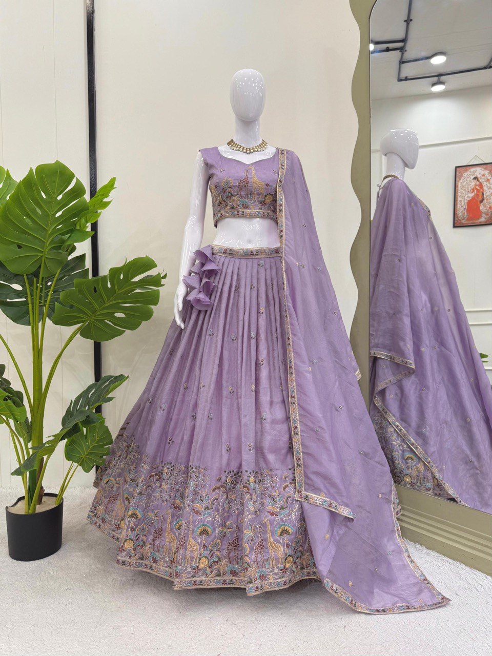 Wedding Wear Premium Gold Crush Beautiful Thread Embroidery with Sequin Highlights Lehenga