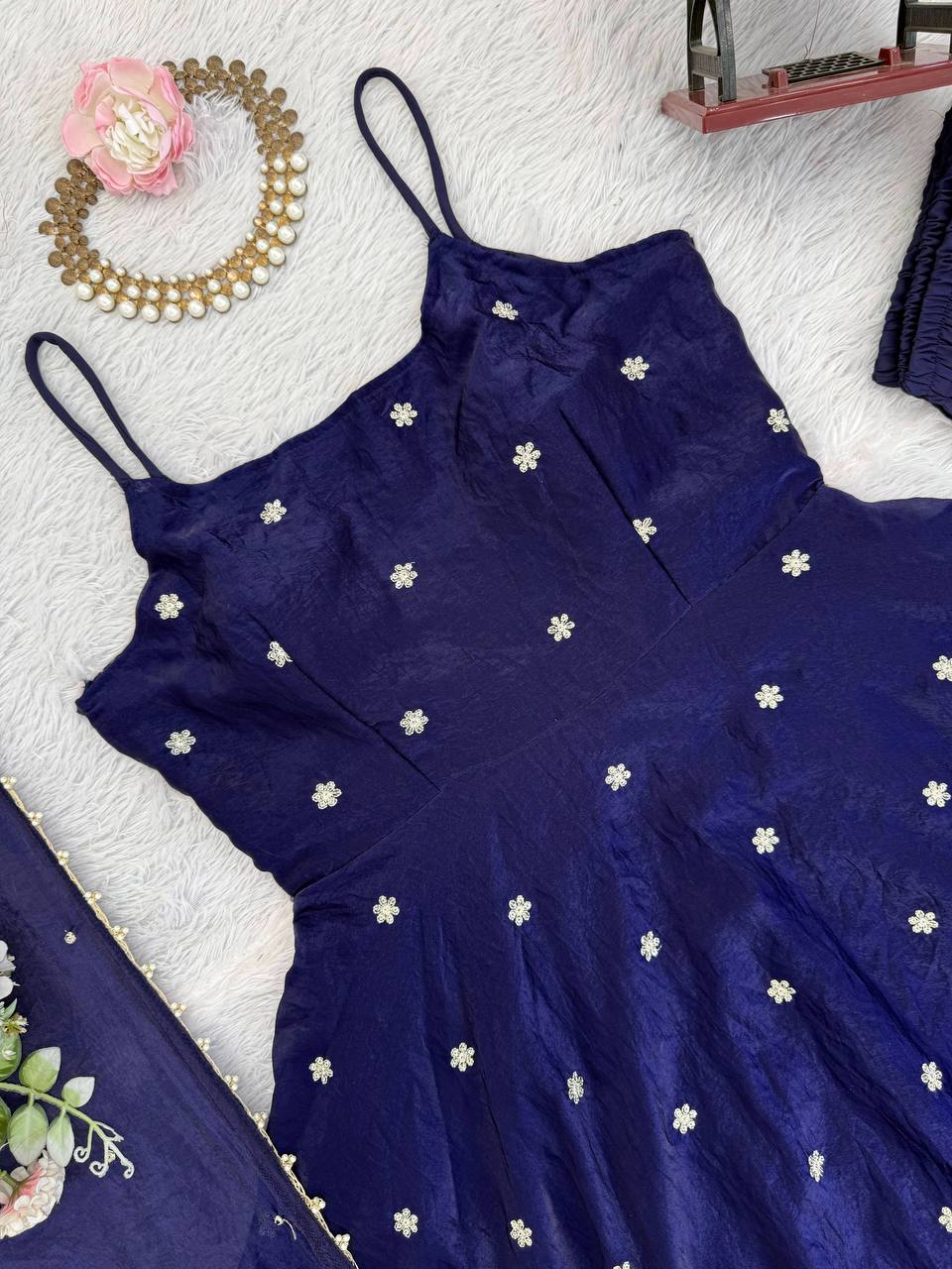 Step into effortless charm with our exclusive 3-piece royal anarkali set