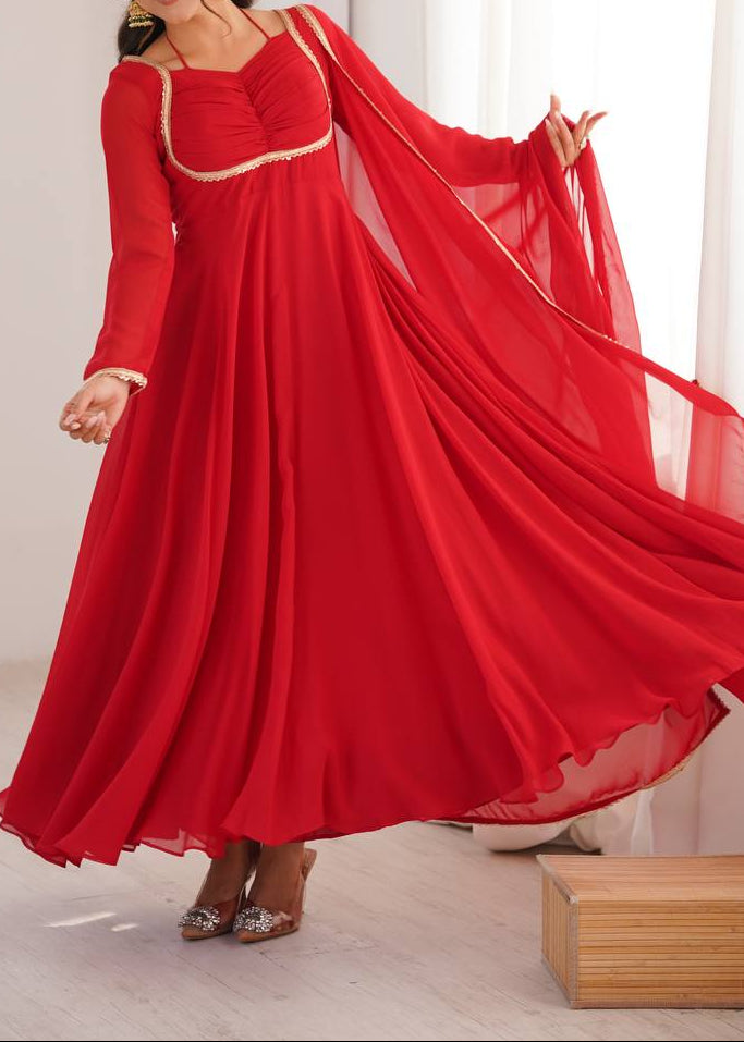 Presenting New Designer 7 Meter Huge Flare Anarkali Gown With Dupatta