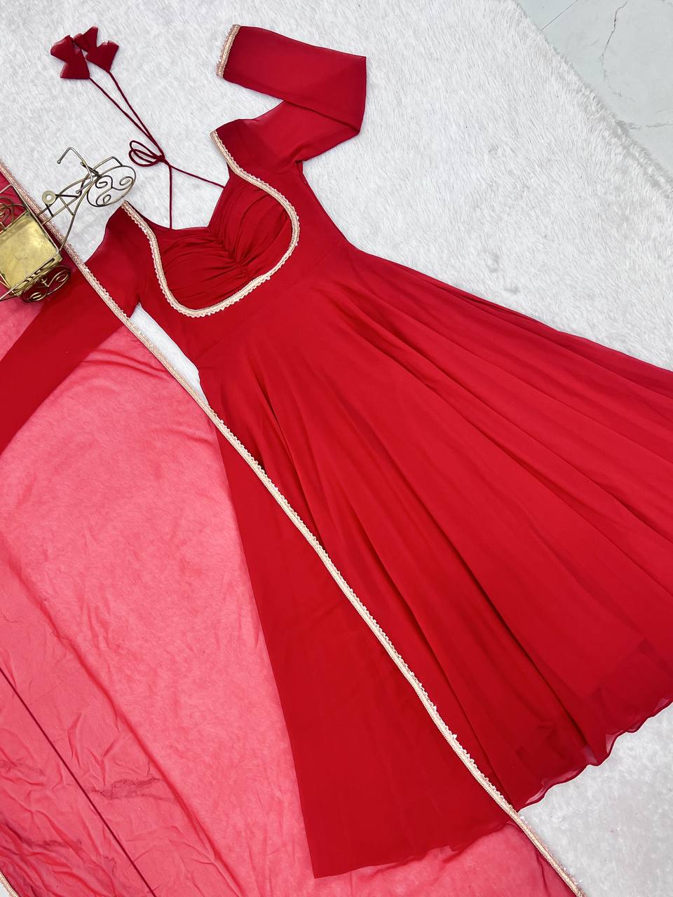 Presenting New Designer 7 Meter Huge Flare Anarkali Gown With Dupatta