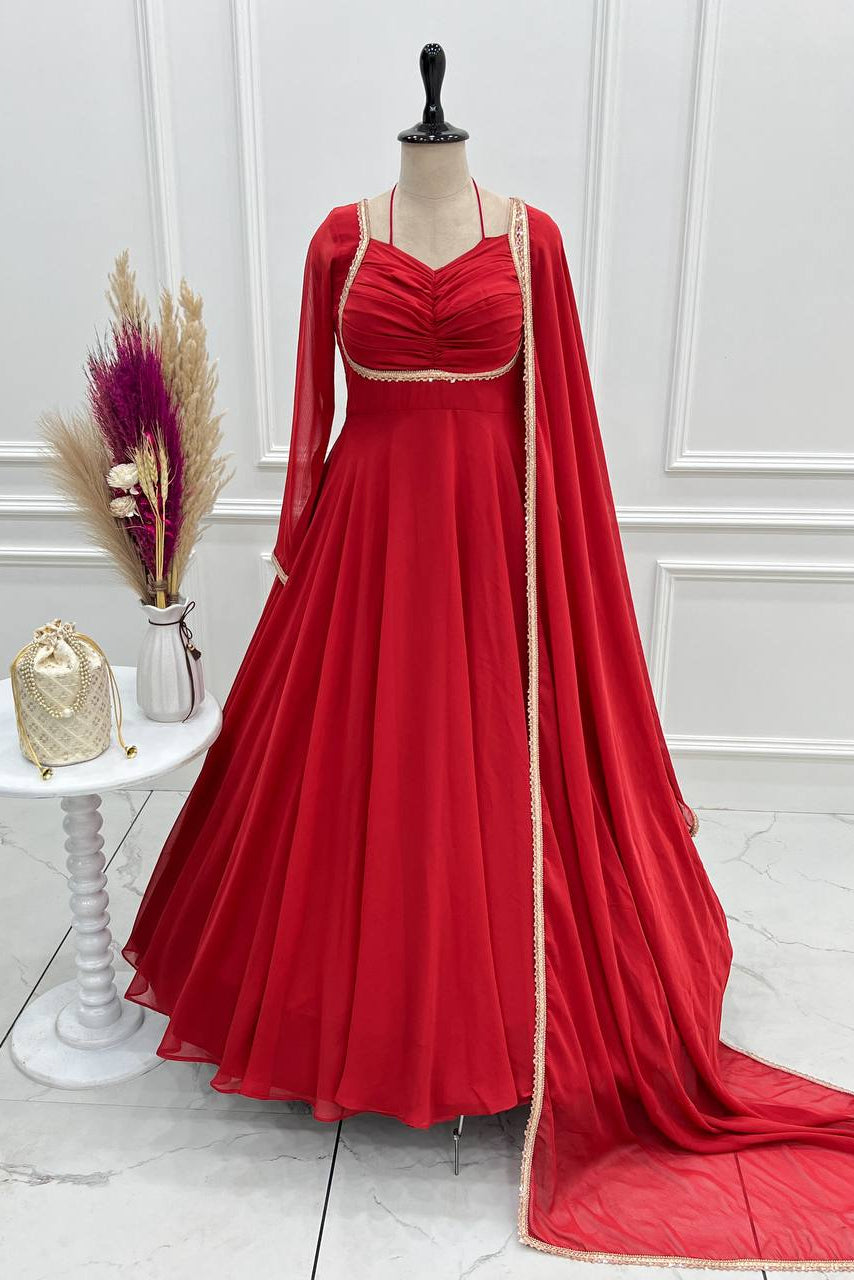 Presenting New Designer 7 Meter Huge Flare Anarkali Gown With Dupatta