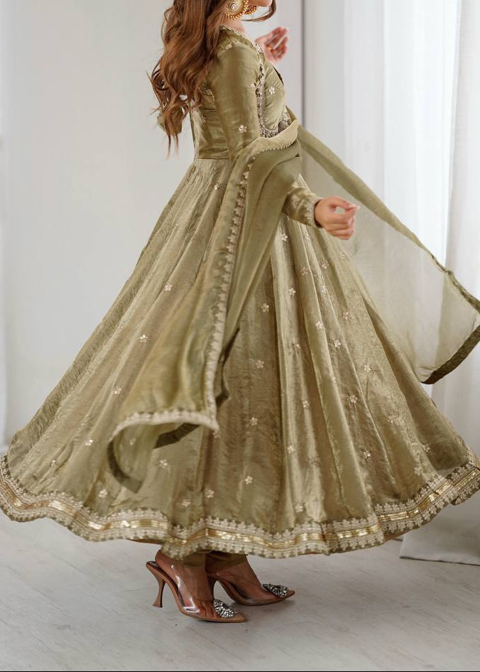 Designer Party Wear Fendy Silk Anarkali Suit Set