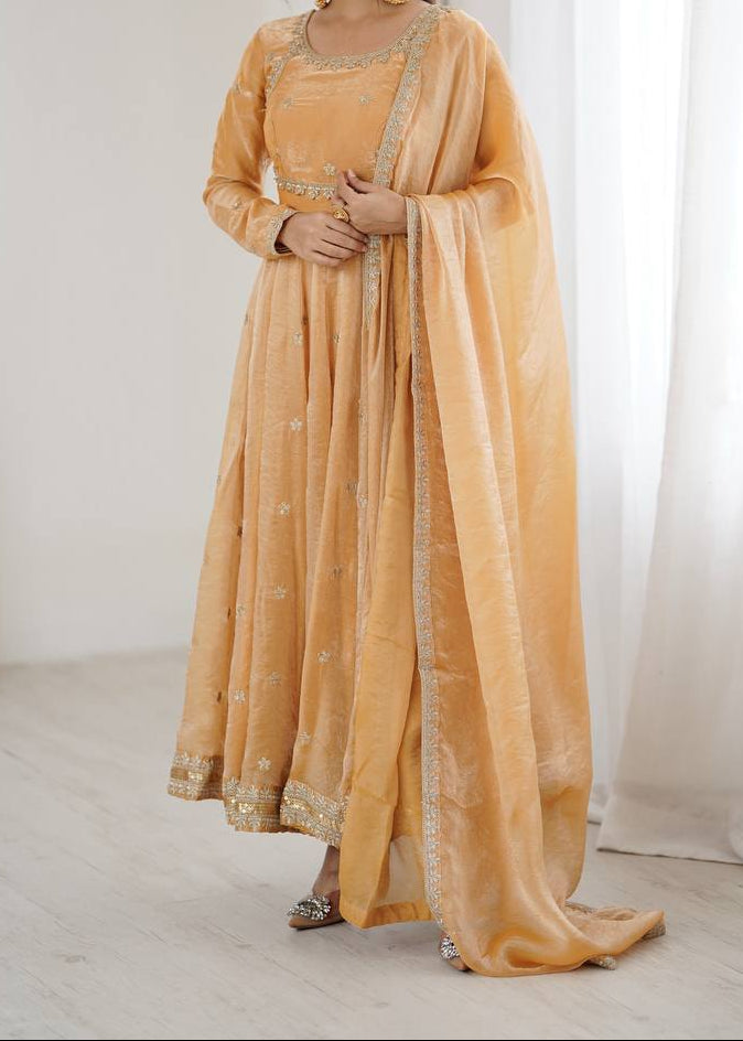 Designer Party Wear Fendy Silk Anarkali Suit Set