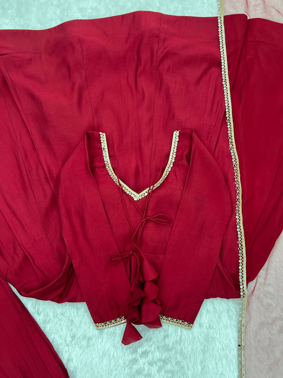 Pure Roman Silk Chanderi Fabric Fully Flare Party wear Anarkali Suit Set