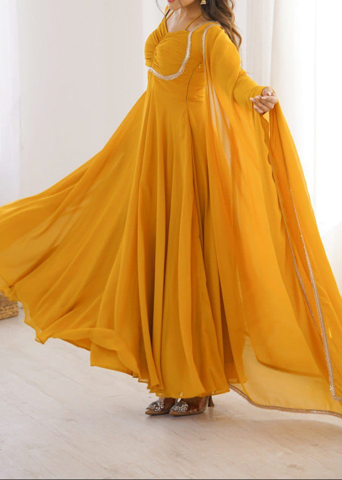 Presenting New Designer 7 Meter Huge Flare Anarkali Gown With Dupatta