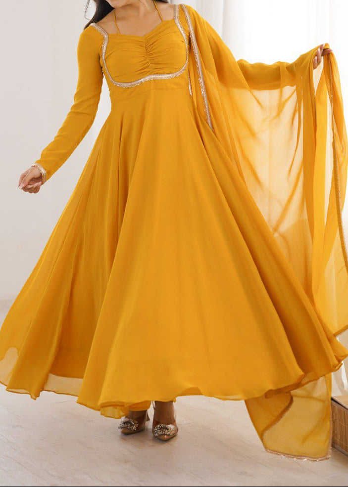 Presenting New Designer 7 Meter Huge Flare Anarkali Gown With Dupatta