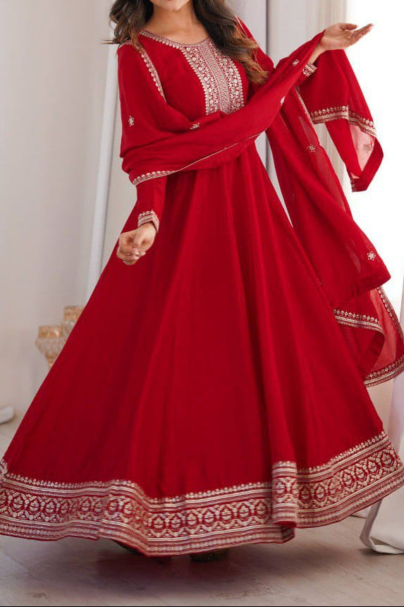 Premium Quality Vichitra Silk Anarkali Suit Set