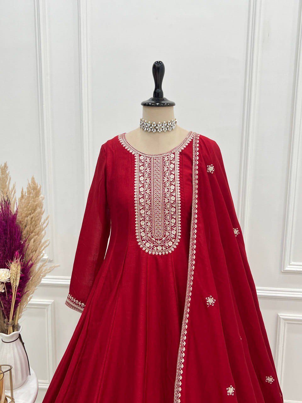 Premium Quality Vichitra Silk Anarkali Suit Set
