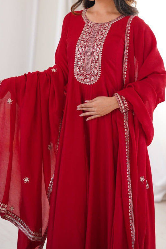 Premium Quality Vichitra Silk Anarkali Suit Set