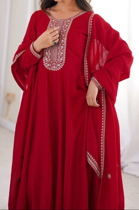 Premium Quality Vichitra Silk Anarkali Suit Set
