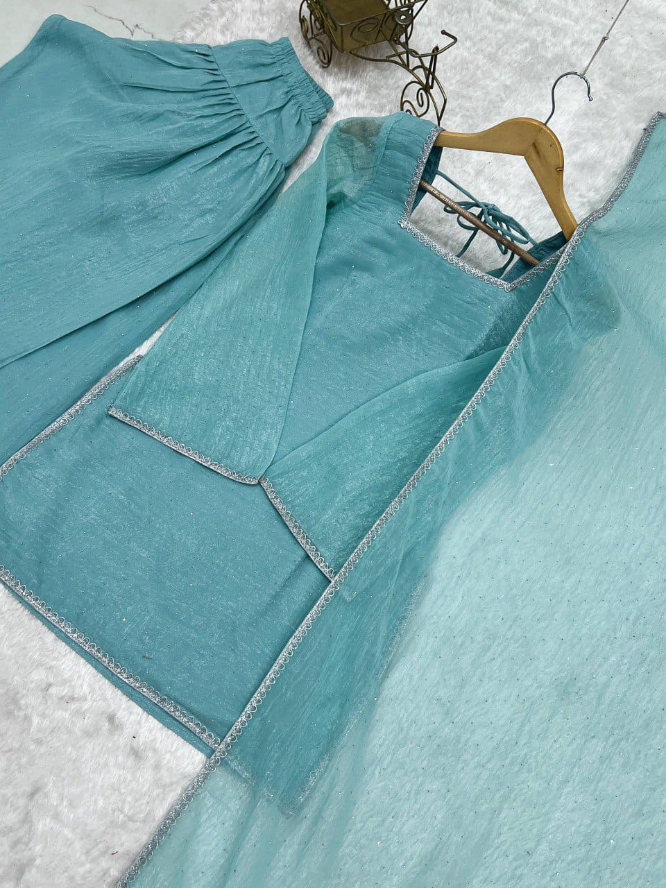 Farshi Salwar Suit Crunchy Silk Fabric With Siroski Work
