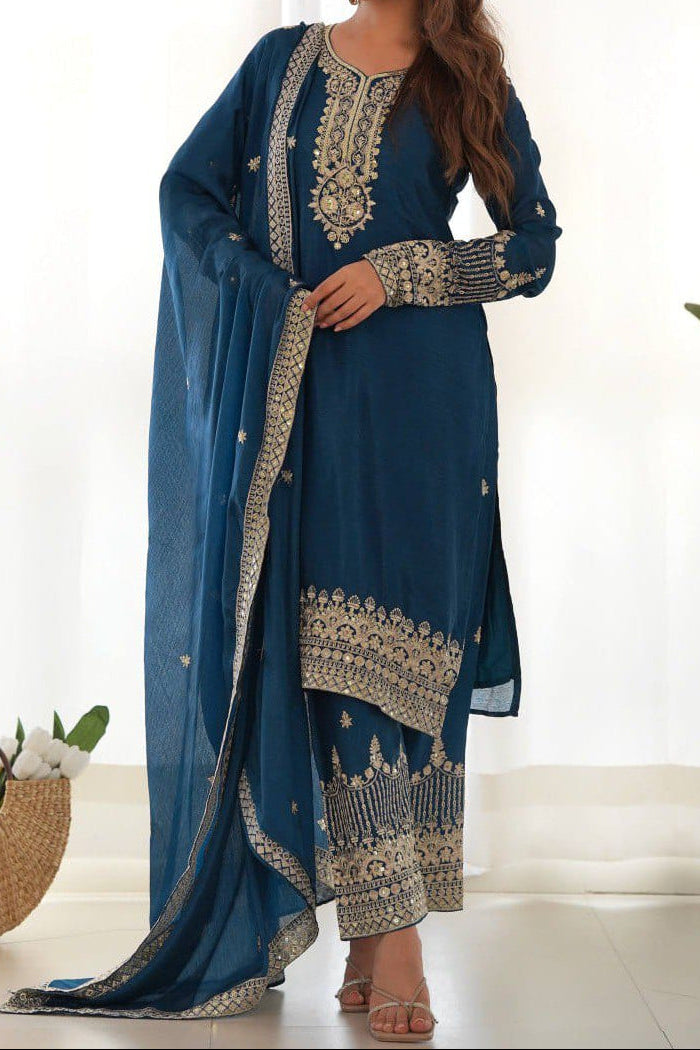 Wedding Special Pure Chinon Silk Designer Suit