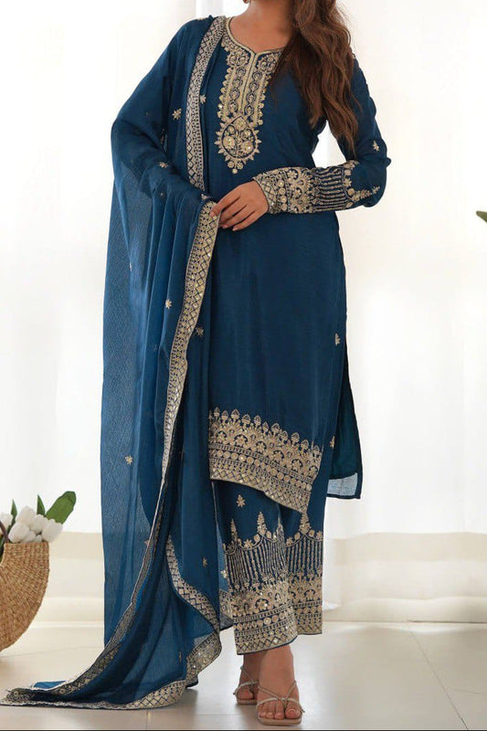 Wedding Special Pure Chinon Silk Designer Suit