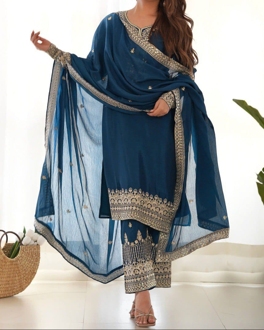 Wedding Special Pure Chinon Silk Designer Suit