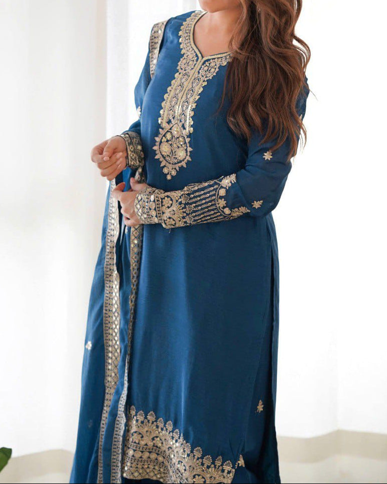 Wedding Special Pure Chinon Silk Designer Suit