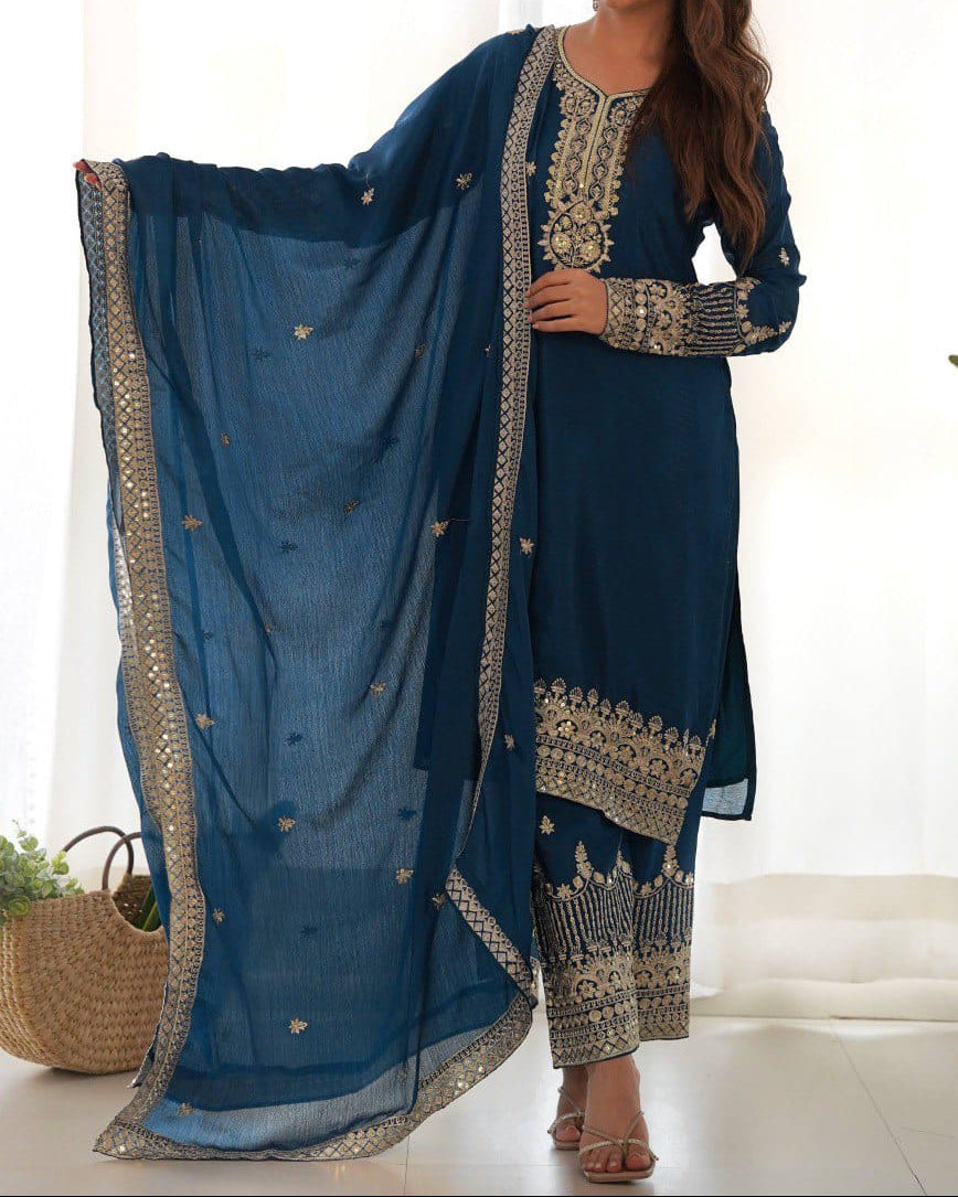 Wedding Special Pure Chinon Silk Designer Suit