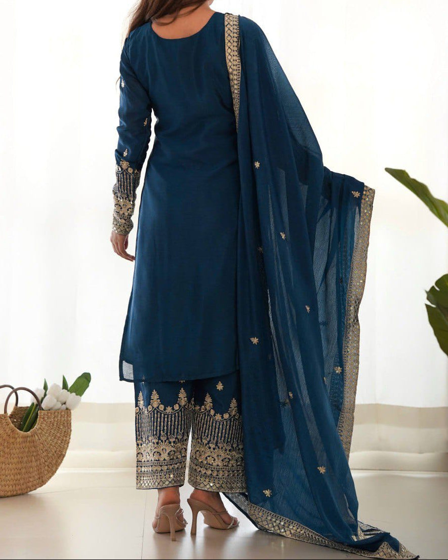 Wedding Special Pure Chinon Silk Designer Suit
