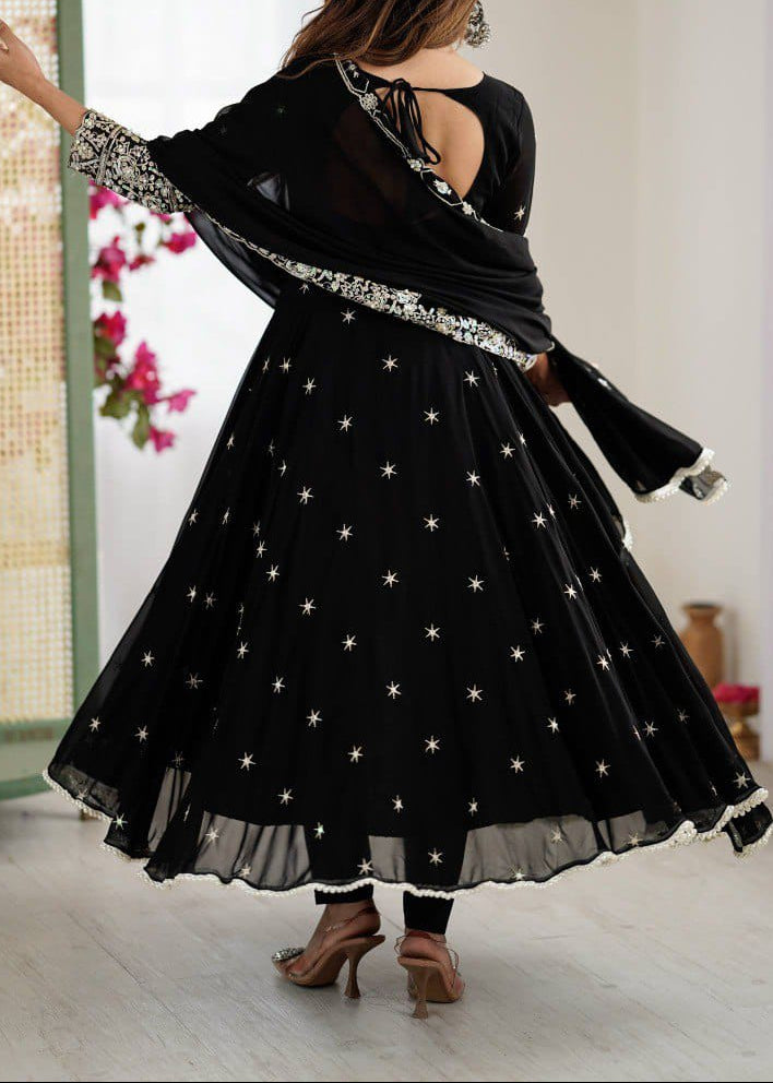 Elegant Heavy Embroidery & Sequence Work Three-Piece Anarkali Suit Set