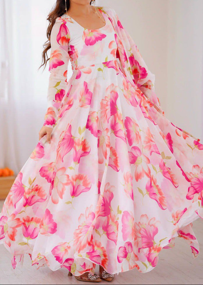 Party Wear Look Organza Taby Silk Anarkali Suit