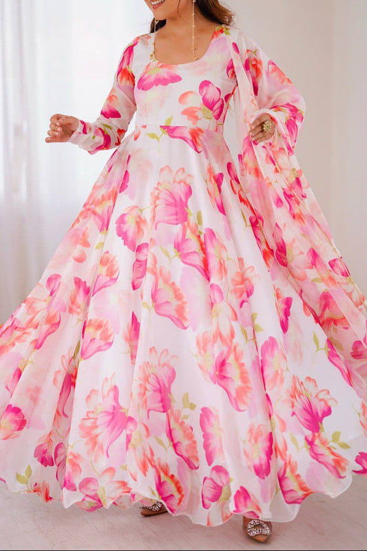Party Wear Look Organza Taby Silk Anarkali Suit