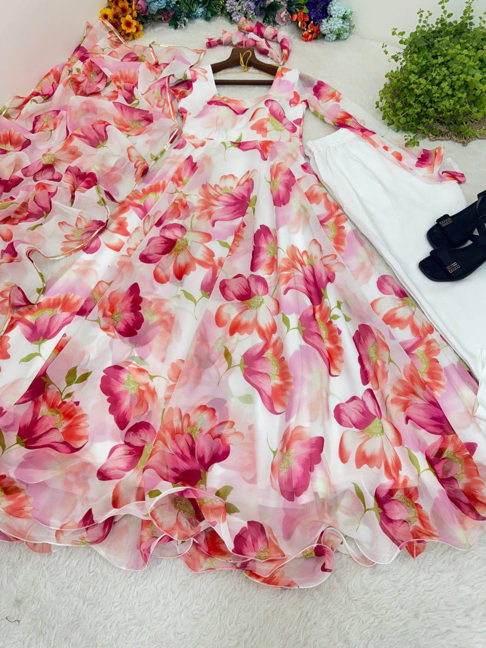 Party Wear Look Organza Taby Silk Anarkali Suit
