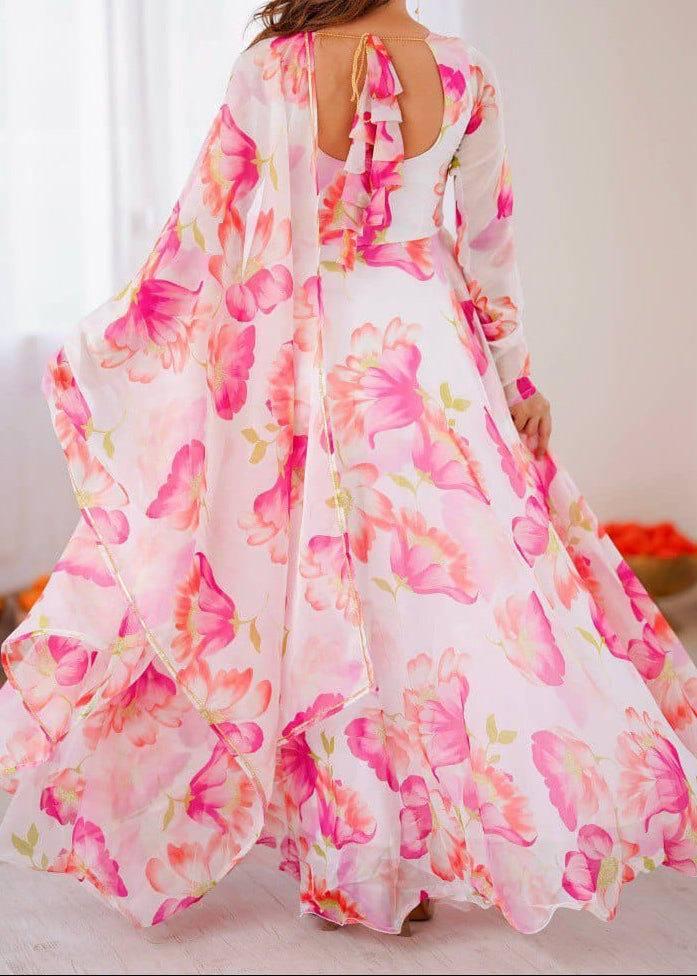 Party Wear Look Organza Taby Silk Anarkali Suit