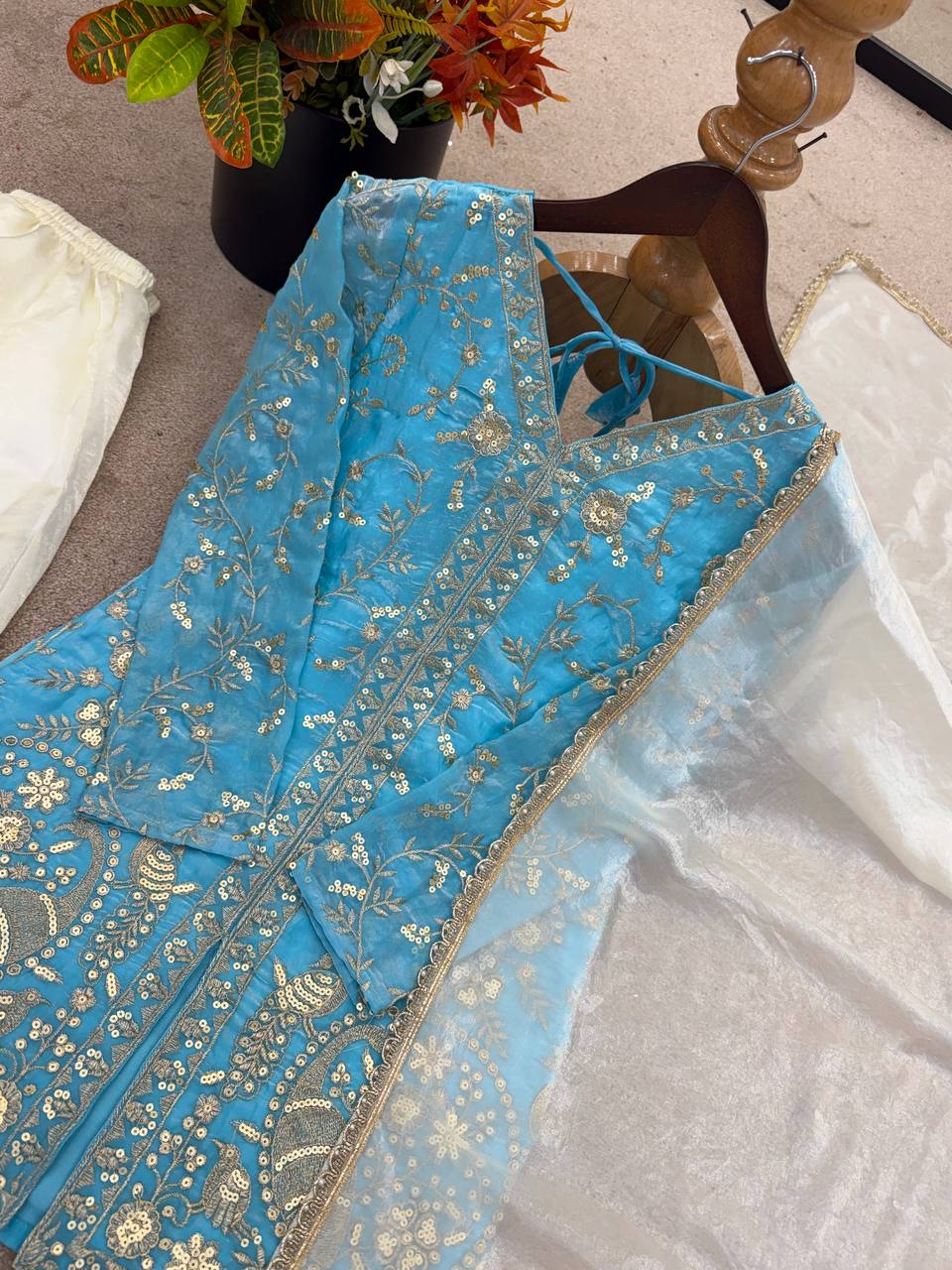 New Party Wear Look Pure Heavy Fendy Silk Top Sharara & Dupatta Set