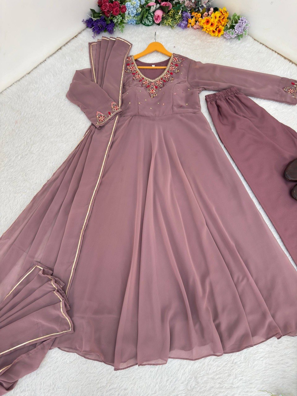 Party Wear Heavy Handwork Gown bottom & Dupatta