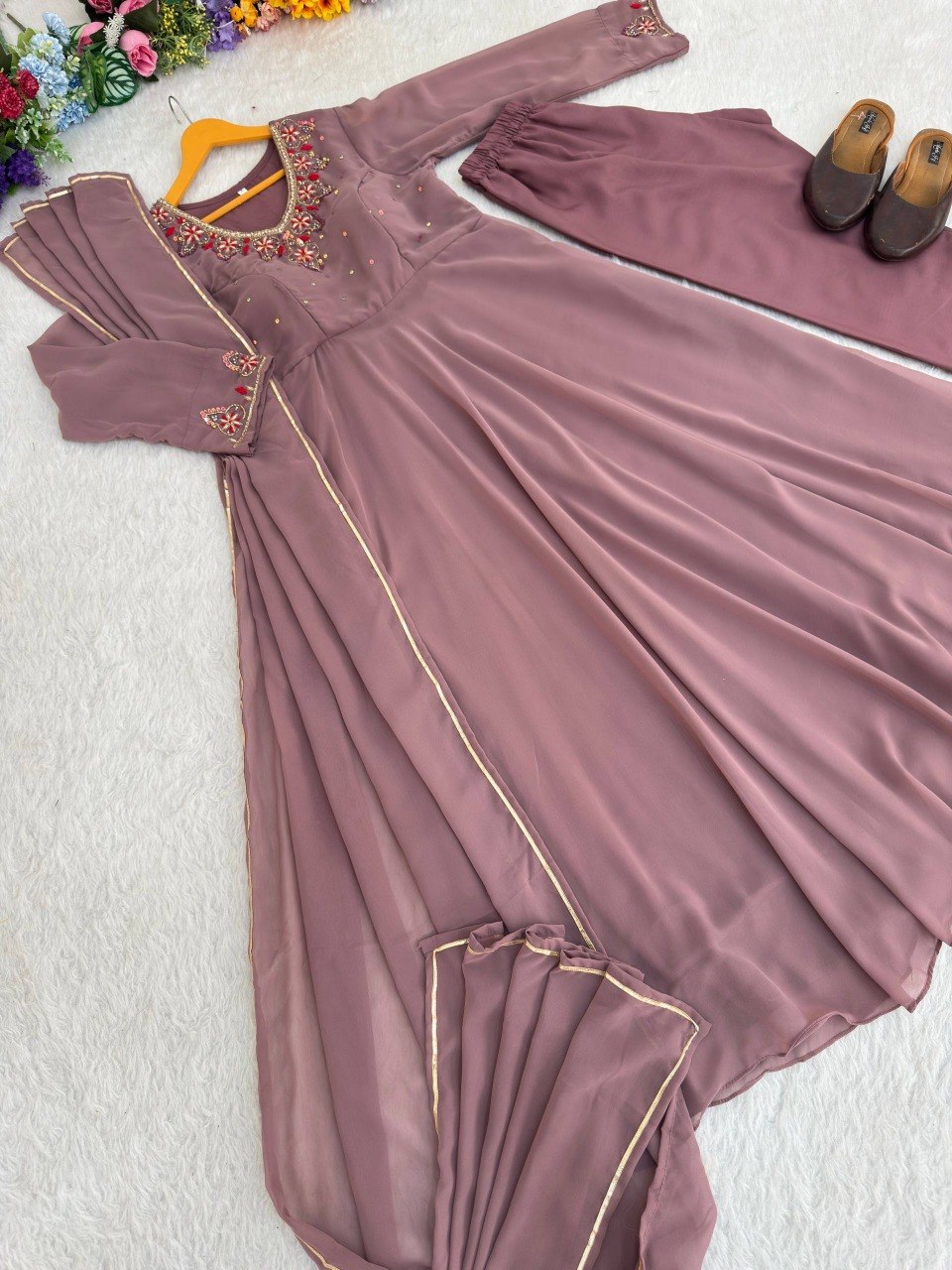 Party Wear Heavy Handwork Gown bottom & Dupatta