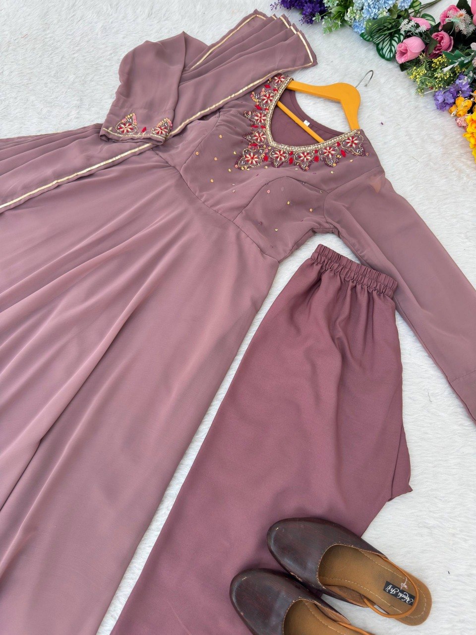 Party Wear Heavy Handwork Gown bottom & Dupatta