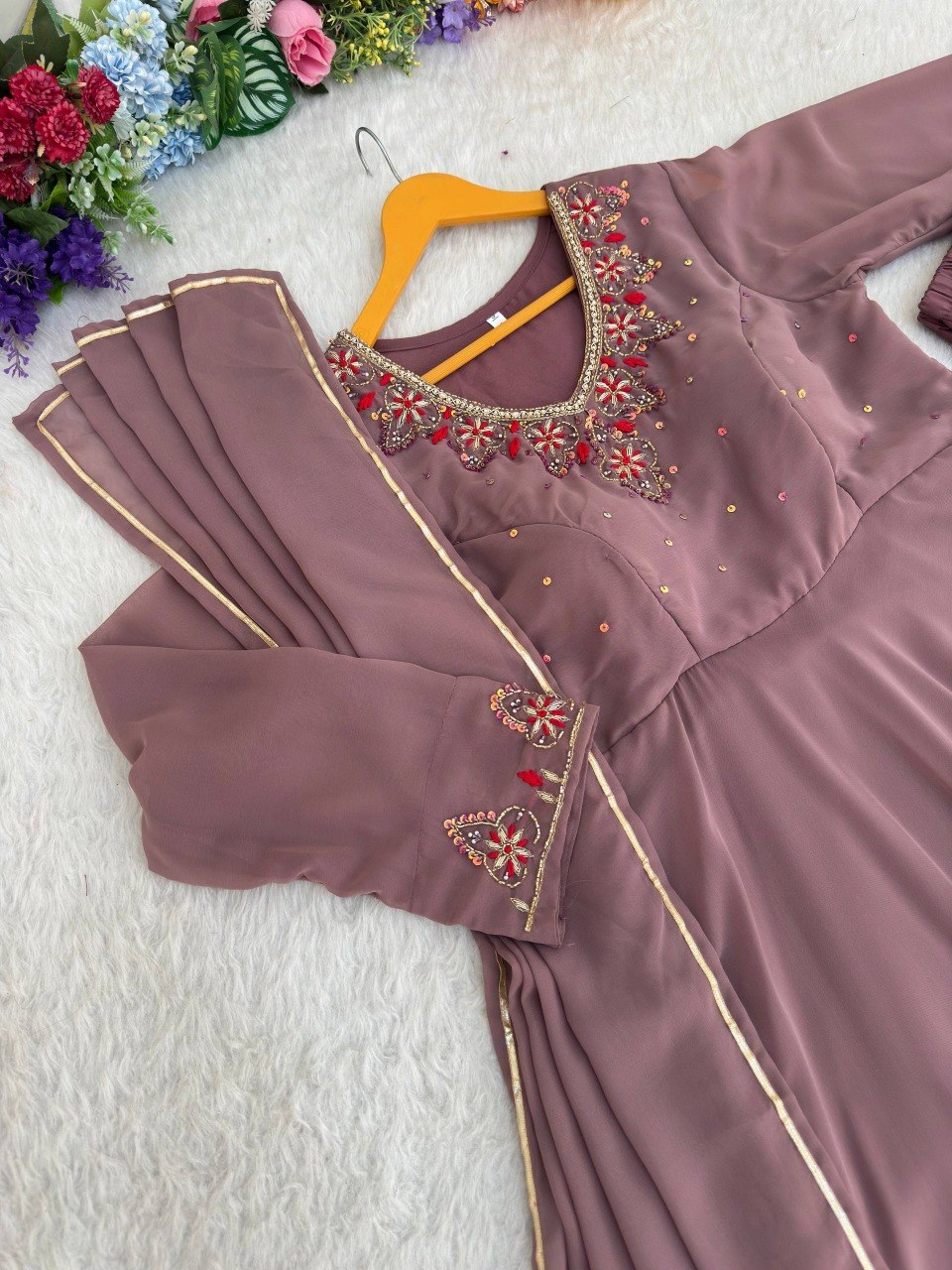 Party Wear Heavy Handwork Gown bottom & Dupatta