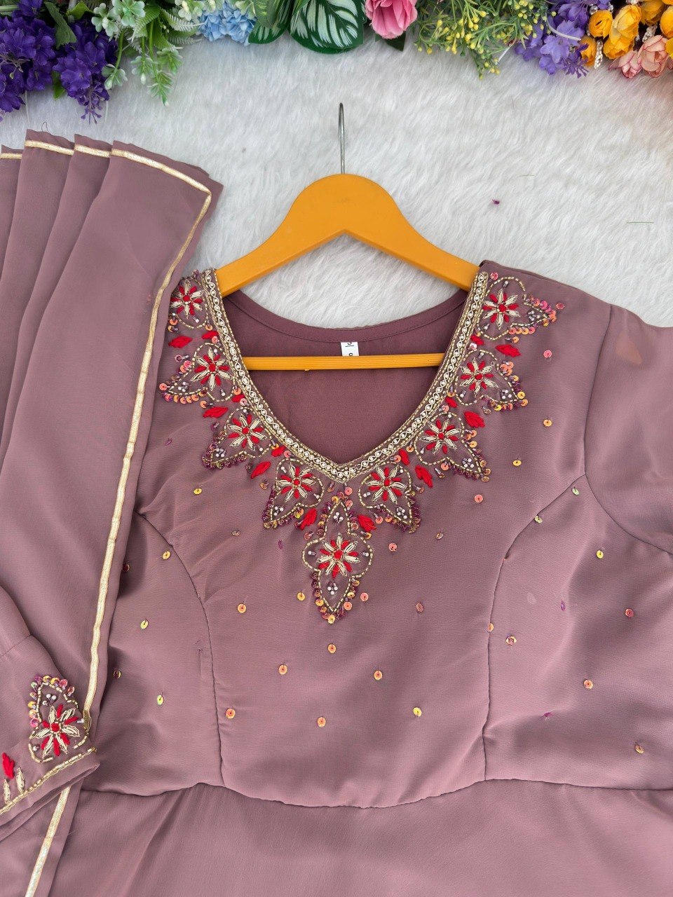 Party Wear Heavy Handwork Gown bottom & Dupatta
