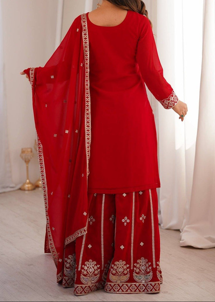 Red Sharara Set Specially For Newly Wed