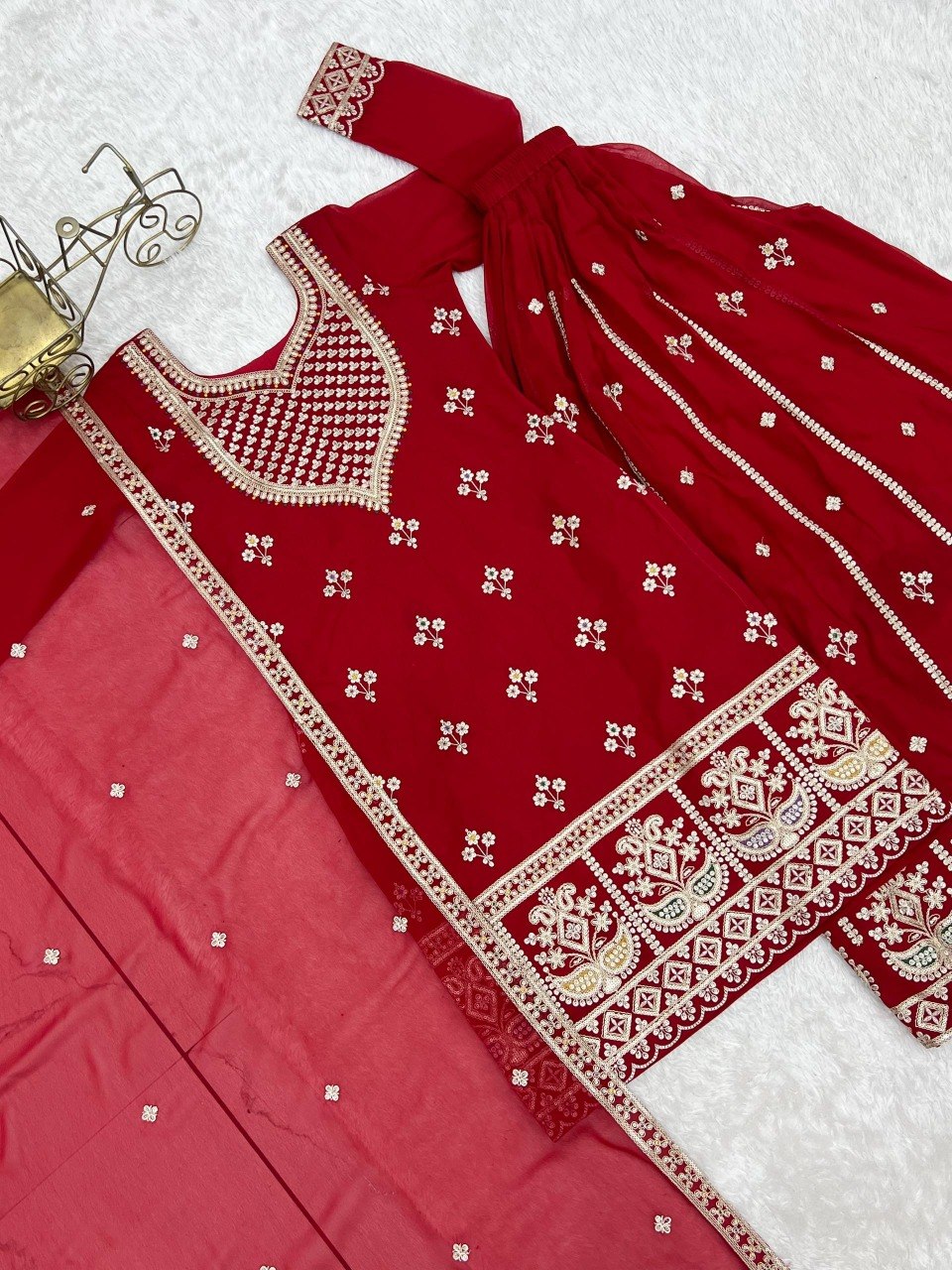 Red Sharara Set Specially For Newly Wed