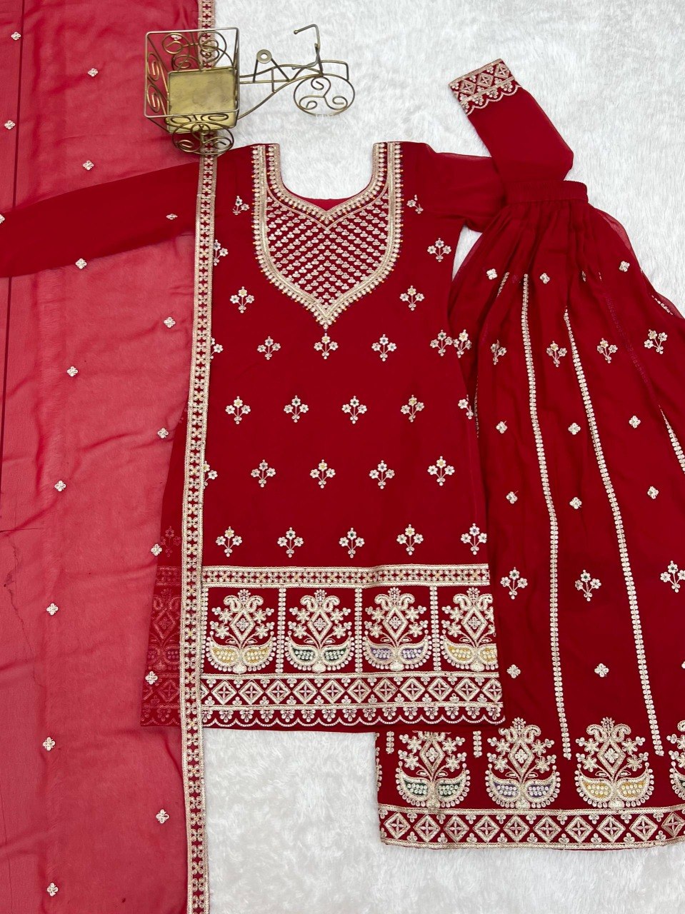 Red Sharara Set Specially For Newly Wed