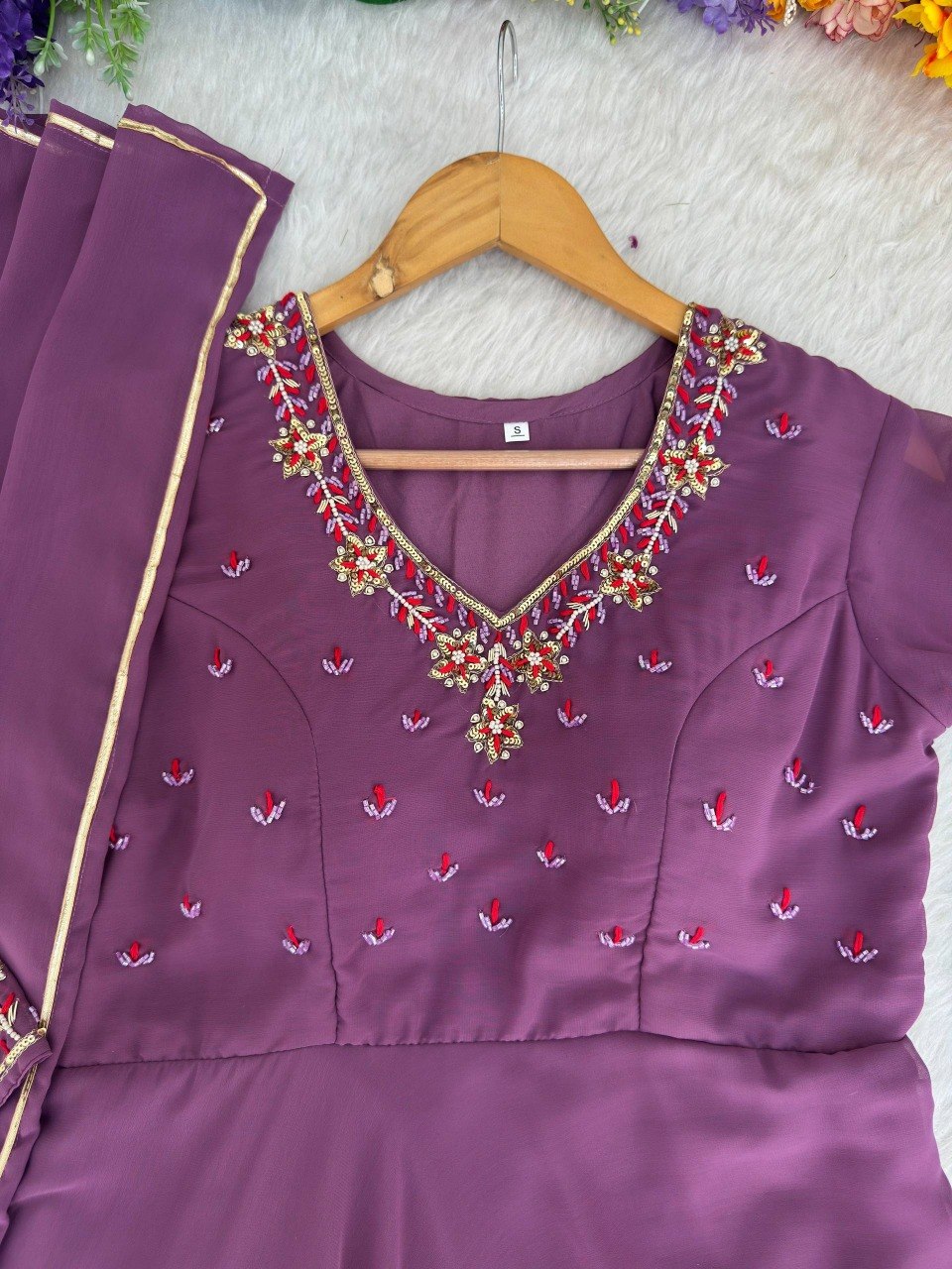 Party Wear Heavy Handwork Gown bottom & Dupatta