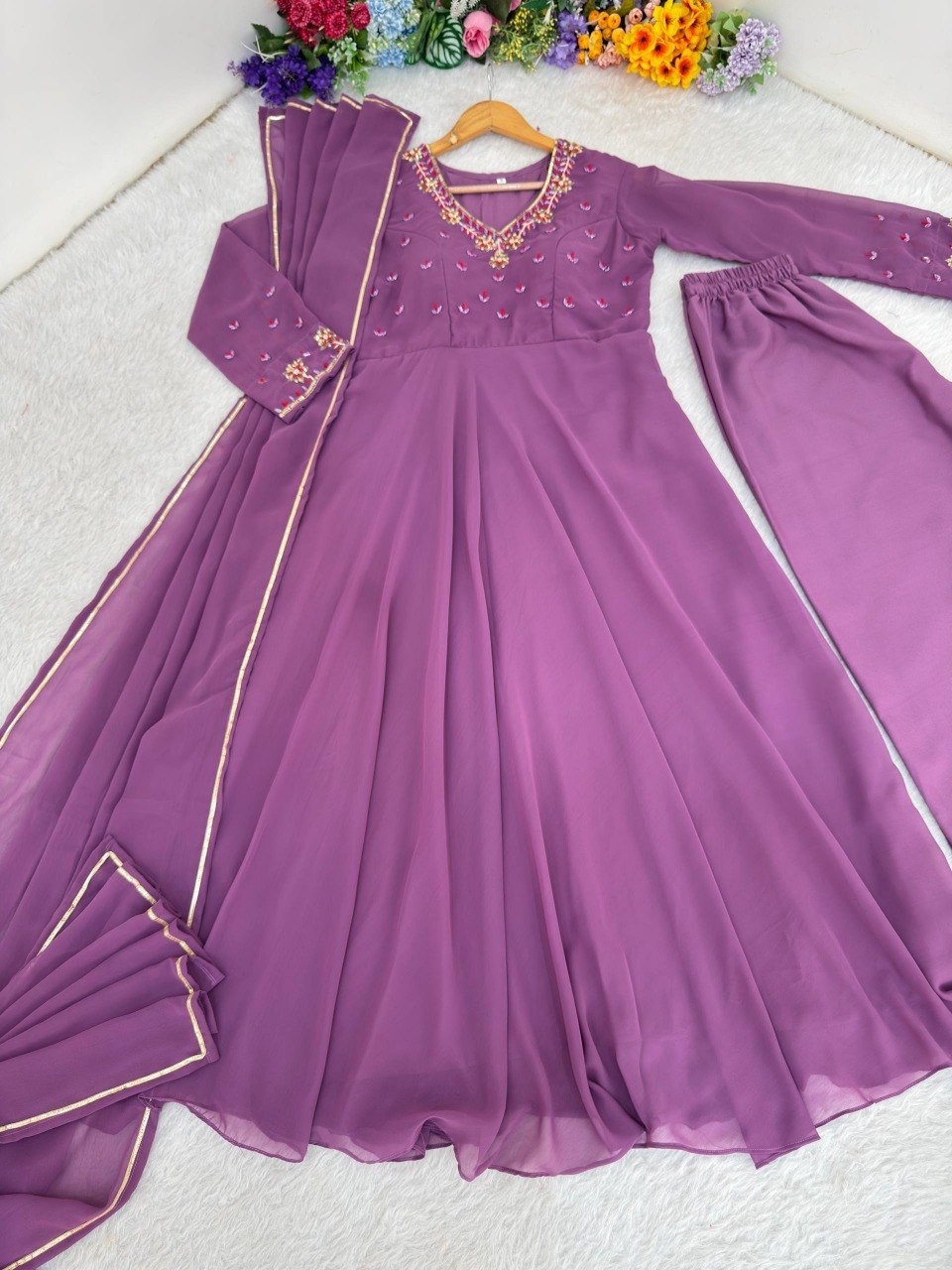Party Wear Heavy Handwork Gown bottom & Dupatta