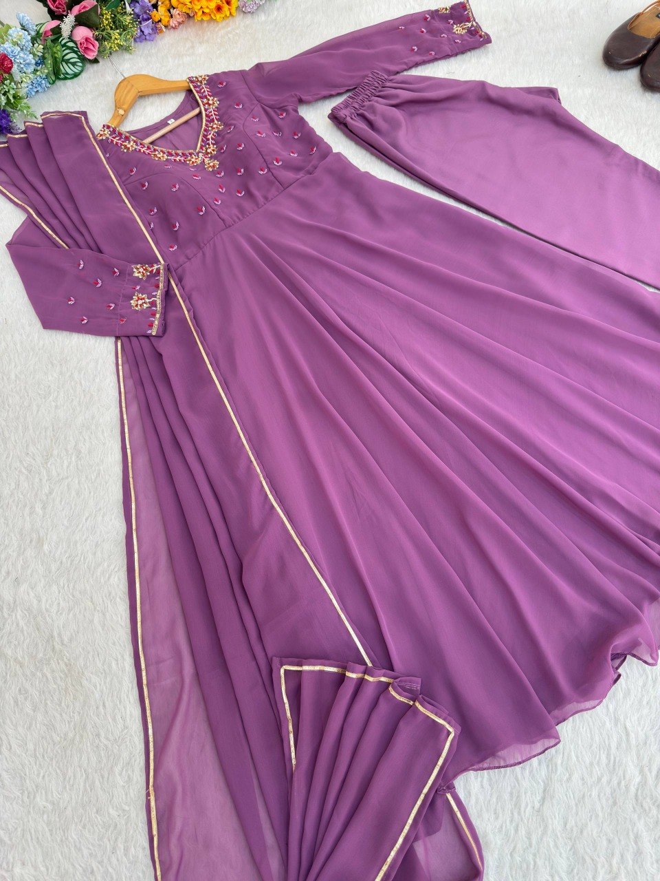Party Wear Heavy Handwork Gown bottom & Dupatta