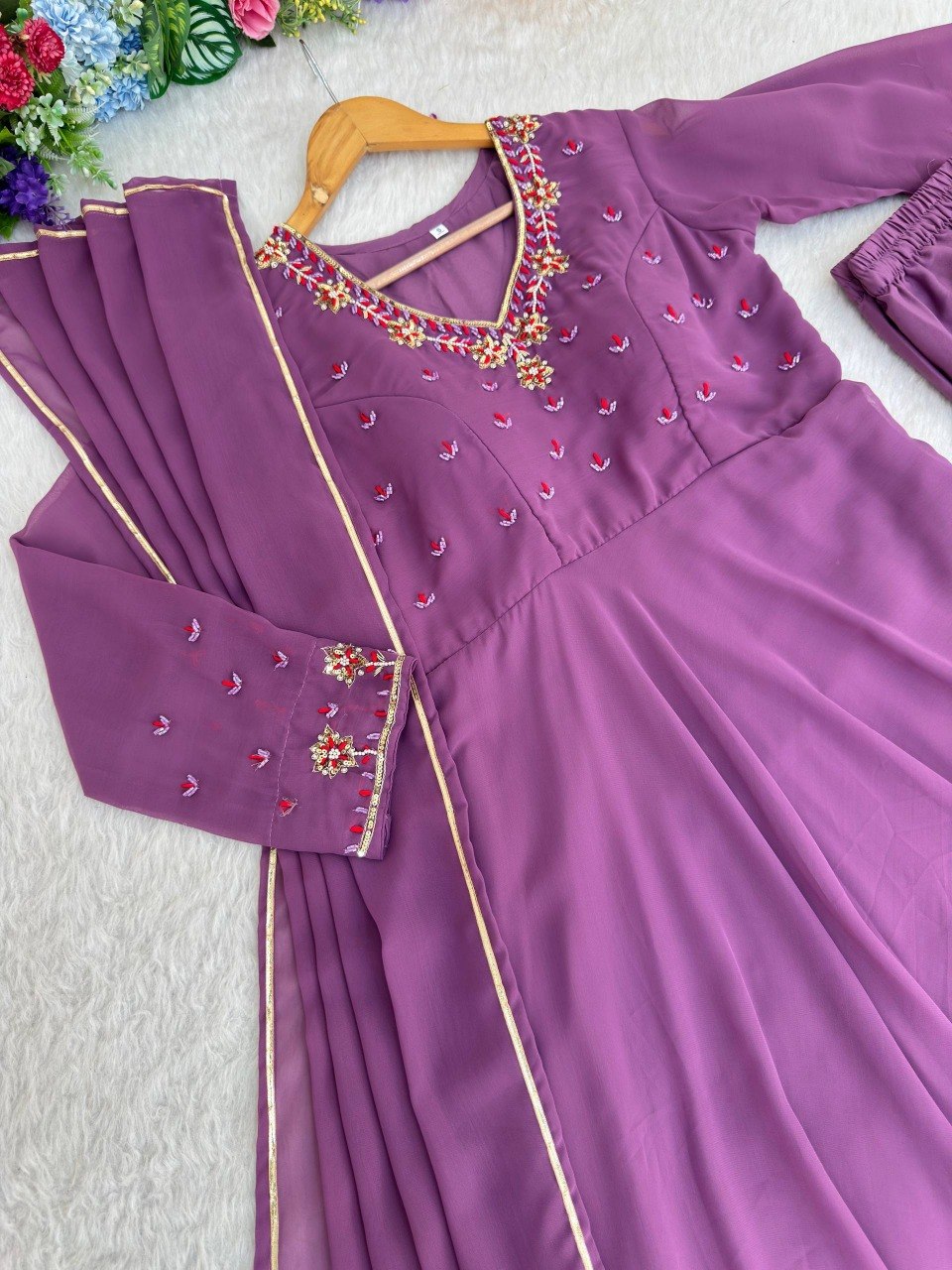 Party Wear Heavy Handwork Gown bottom & Dupatta