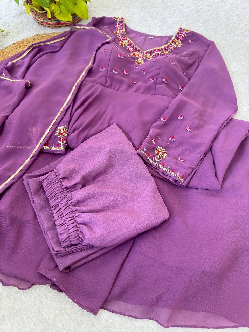 Party Wear Heavy Handwork Gown bottom & Dupatta