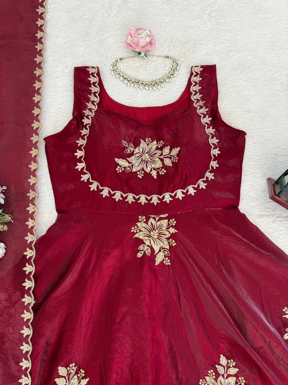 Wedding Wear Fendy Silk Thread With Sequnce Work Top Plazzo With Dupatta