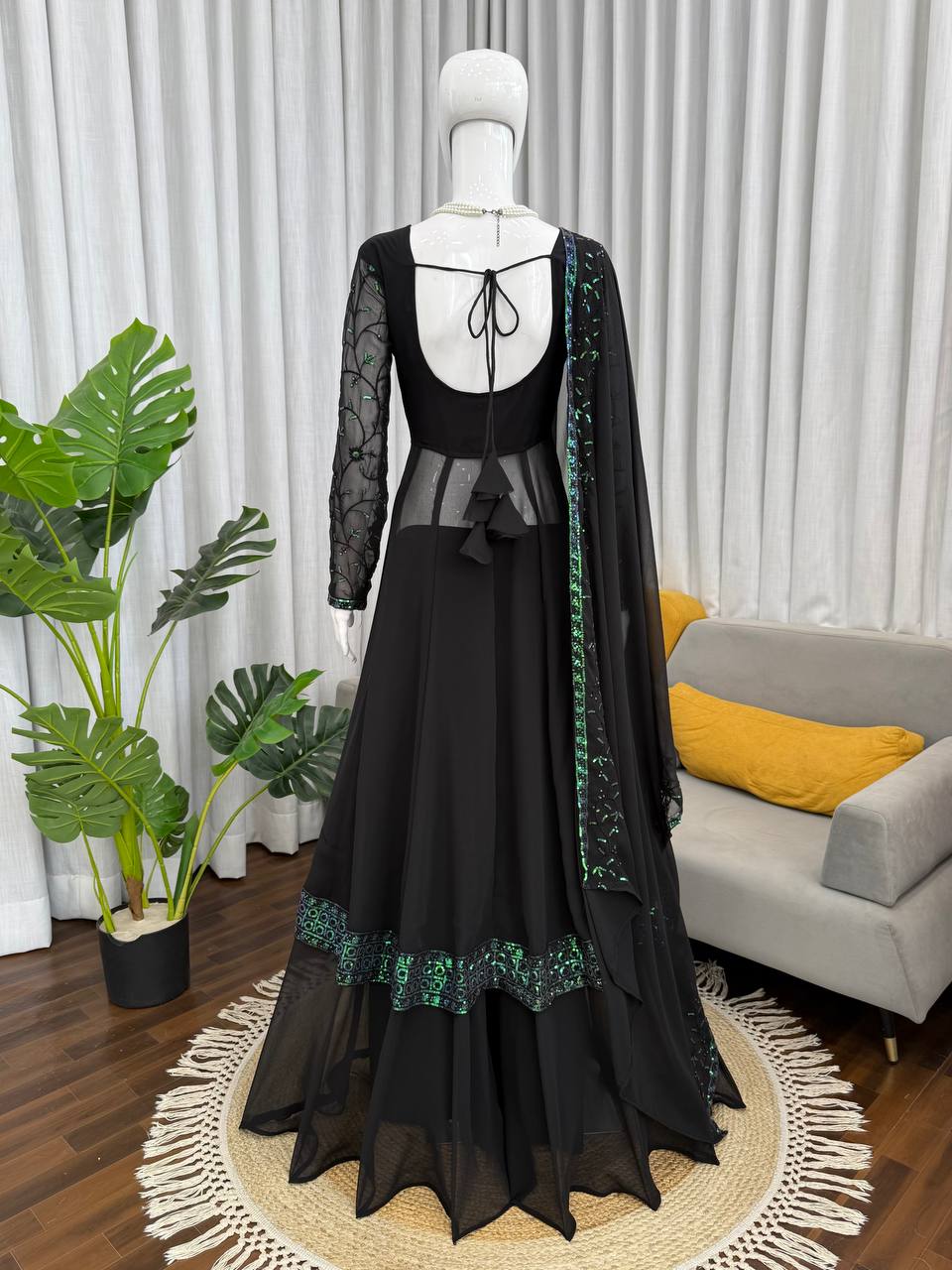 Designer Thread With Sequence Work Top Plazzo With Dupatta