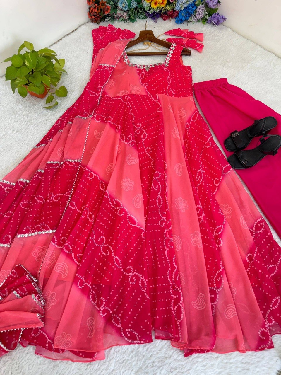 Party Wear Look Digital Print Georgette Chiffon Anarkali Set