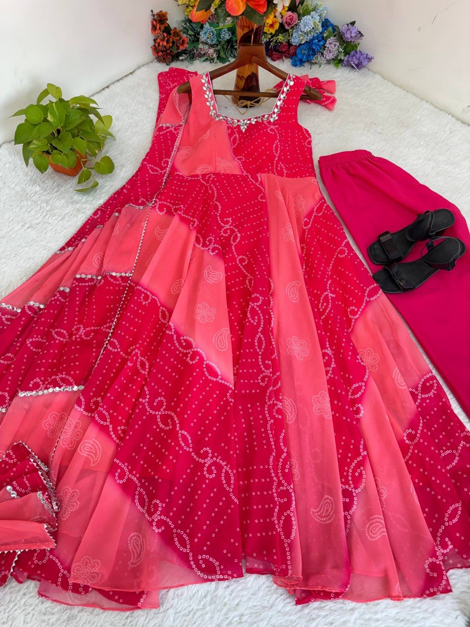 Party Wear Look Digital Print Georgette Chiffon Anarkali Set