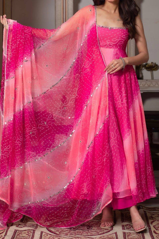 Party Wear Look Digital Print Georgette Chiffon Anarkali Set