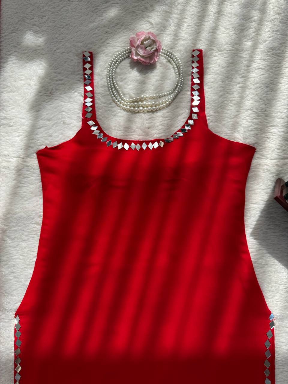 Elegant Real Mirror Work Top Pant With Dupatta