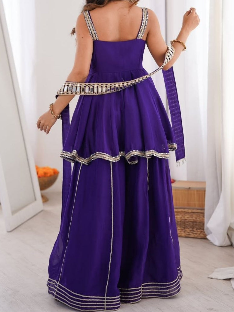 Party Wear Original Miror Work Palazzo Set With Designer Dupatta